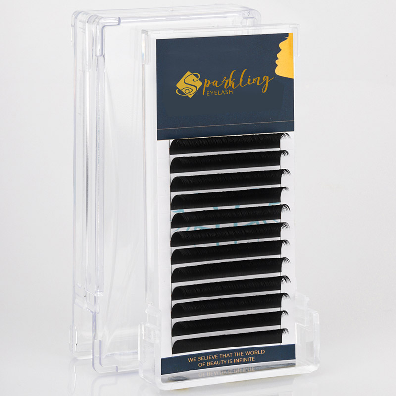 12 Strips Easy Fan Volume Lash Extensions 0,07 D Curl Korean PBT-fransar