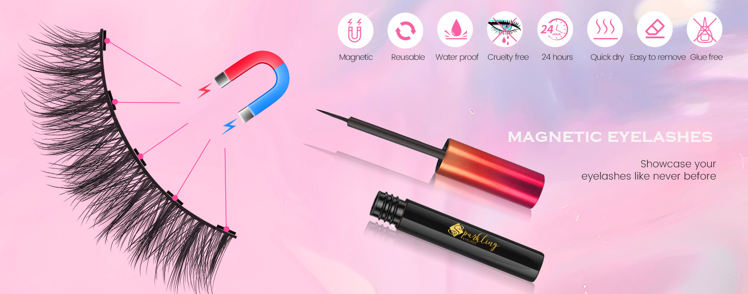Få den perfekta Glam-looken med Pingdu Sparkling Eyelash® 3D Magnetic Eyelash Kit