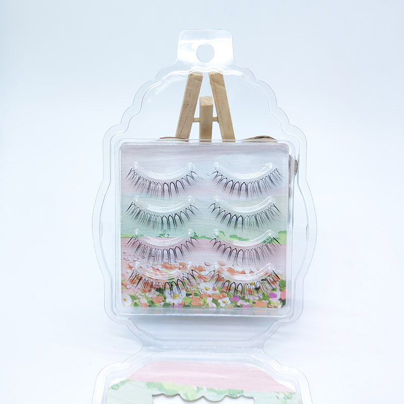 4 par Natural Look lösfransar Strip Cross Clear Band 5-7mm Cross Eyelash JK1