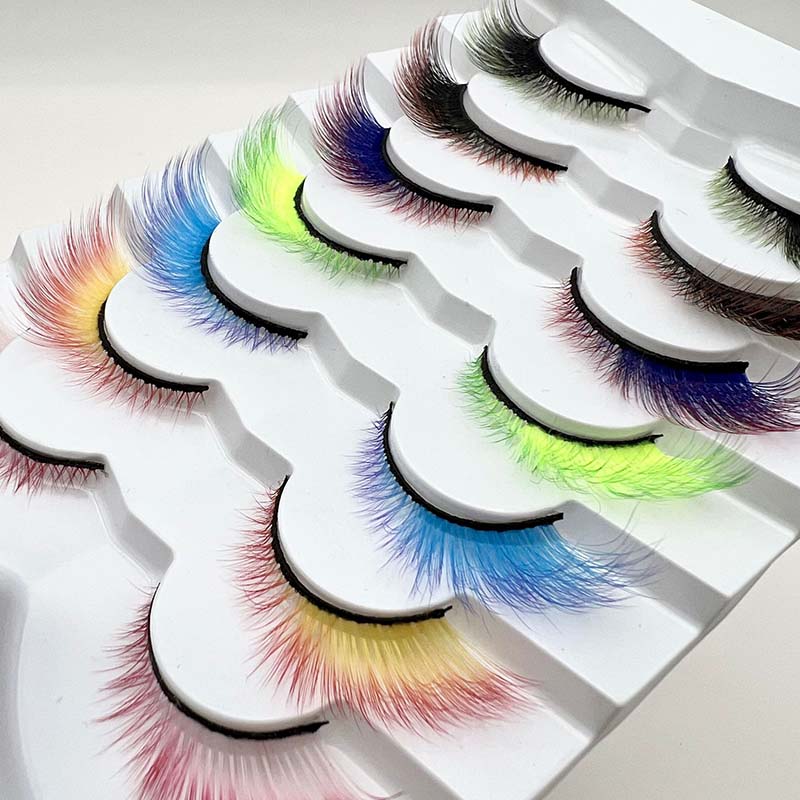 7 par Pack Color Cat Eye lösögonfransar